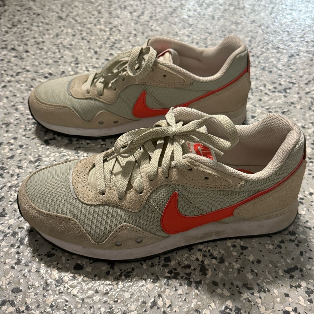 Nike Cream and Orange Athletic Shoes